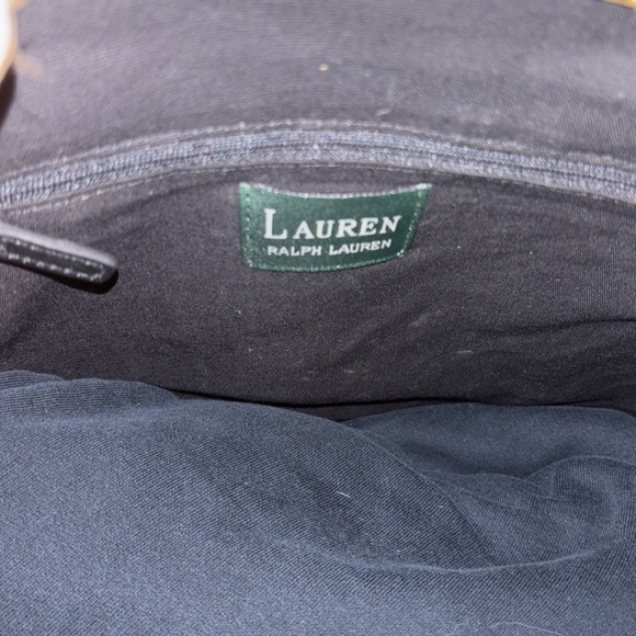 LAUREN RALPH LAUREN BLACK AND TAN WOVEN TOTE BAG MINI TOTE ATTACHED PRELOVED - Picture 8 of 16